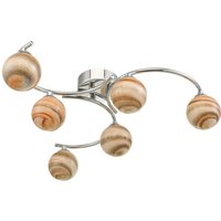 Dar Lighting ATI6450-07 Atiya 6 Light Semi Flush In Polished Chrome With Planet Style Glass