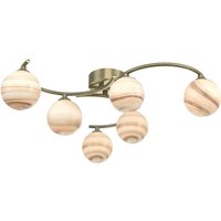Dar Lighting ATI6475-07 Atiya 6 Light Semi Flush In Antique Brass With Planet Style Glass