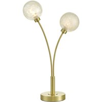 Dar Lighting Avari AVA4241 2 Light Table Lamp In Satin Brass With Frosted Glass
