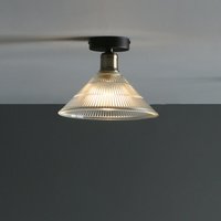 Dar Lighting BOY0175 Boyd 1 Light Flush Ceiling Light In Antique Brass with Glass Shade