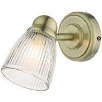 Dar Lighting CED0775 Cedric Single Spotlight In Antique Brass With Glass Shade IP44