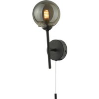 Dar Lighting COH0722-01 Cohen 1 Light Wall Light In Matt Black With Smoked Glass