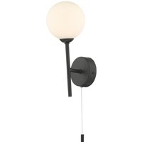 Dar Lighting COH0722-02 Cohen 1 Light Wall Light In Matt Black With Opal Glass