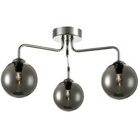 Dar Lighting FEY0350-01 Feya 3 Light Semi Flush In Polished Chrome With Smoked Glass