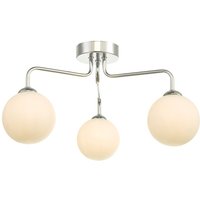 Dar Lighting FEY0350-02 Feya 3 Light Semi Flush Ceiling Light in Polished Chrome With Opal Glass
