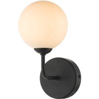 Dar Lighting FEY0722-02 Feya 1 Light Wall Light In Matt Black With Opal Glass