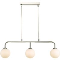 Dar Lighting FEY6250-02 Feya 3 Light Bar Ceiling Pendant In Polished Chrome With Opal Glass