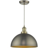 Dar Lighting GOV0161 Governor Ceiling Pendant In Antique Chrome And Antique Brass Finish