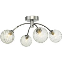 Dar Lighting IZZ0450-03 Izzy 4 Light Semi Flush In Polished Chrome With Twisted Glass