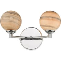 Dar Lighting IZZ0950-07 Izzy 2 Light Wall Light In Polished Chrome With Swirl Glass
