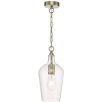 Dar Lighting NID0175 Nida Ceiling Pendant In Antique Brass Finish With Glass Shade