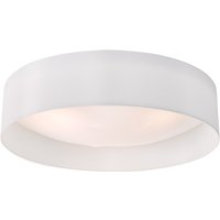 Dar Lighting NYS482 Nysa 3 Light Flush Ceiling Light In White Faux Silk 60cm