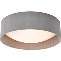 Dar Lighting NYS5039 Nysa 2 Light Flush Ceiling Light With Grey Faux Silk Shade 40cm