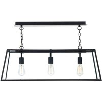 Dar ACA0322 Academy 3 Light Black Ceiling Pendant with Clear Glass