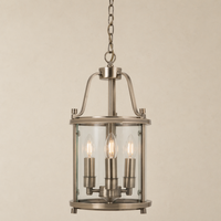 Hakka Small Antique Brass 3 Light Round Hanging Ceiling Lantern