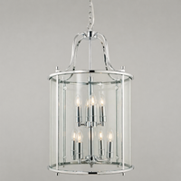 Hakka Large Polished Chrome 8 Light Round Hanging Ceiling Lantern