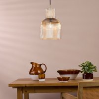 Dar Lighting Bixby Ceiling Pendant Light In Brushed Bronze With Ribbed Glass BIX0106
