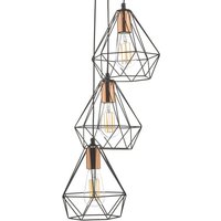 Dar DEY0322 Deyon 3 Light Cluster Pendant Light In Copper And Black