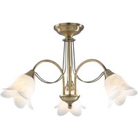 Dar DOU0375 Doublet Antique Brass Semi Flush 3 Light Fitting
