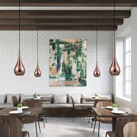Franklite PCH189 Droplet Single Ceiling Pendant Light In Copper Glass