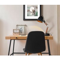 Franklite Timber Table Lamp In Mat Black And Gold Finish With Wooden Stem TL602