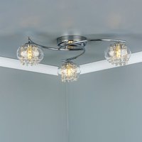 Dar ELM5350 Elma 3 Light Semi Flush Ceiling Light In Chrome With Glass Shades