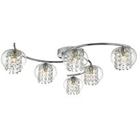 Dar ELM6450 Elma 6 Light Semi Flush Ceiling Light In Chrome With Glass Shades