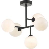 Dar EUA5422 Euan 5 Light Semi Flush Ceiling Light In Black