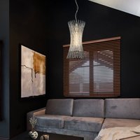 Franklite Ethereal Single Ceiling Pendant With Angled Glass Rods In Chrome Finish PCH477