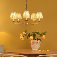Dar Lighting Favian 5 Light Ceiling Pendant In Matt Bronze Finish With Green Shades