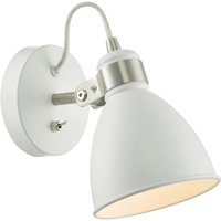 Dar FRE0702 Frederick 1 Light Wall Light In White