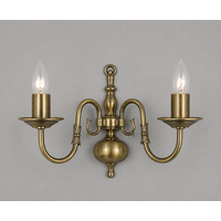 Impex Traditional Flemish 2 Light Antique Brass Wall Bracket