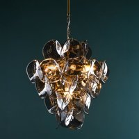 Dar Lighting Genoa 8 Light Ceiling Pendant Light In Natural Brass And Smoked Glass GEN0842