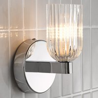 Dar Lighting Hilaria Bathroom Wall Light In Polished Chrome With Ribbed Glass IP44 HIL0750