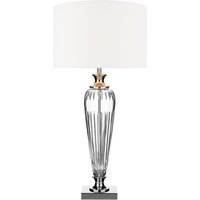 Dar HIN4208 Hinton Crystal Glass Table Lamp With Silver Shade