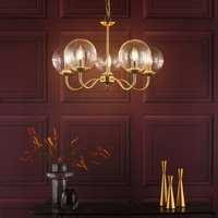 Dar Lighting Jocelyn 5 Light Ceiling Pendant Light In Natural Brass With Glass Shades JOC0542