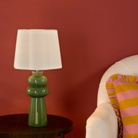 Dar Jordana Table Lamp In Green Finish With Ivory Cotton Shade JOR4224
