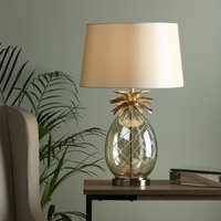 Laura Ashley Pineapple Champagne Cut Glass Extra Large Table Lamp With Taupe Shade