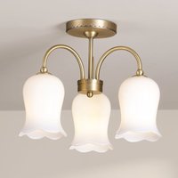 Laura Ashley Lidsell 3 Light Semi Flush Ceiling Light In Matt Antique Brass and Opal Glass LA3756648-Q
