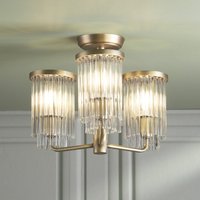 Laura Ashley Hilcote 3 Light Semi Flush Ceiling Light In Matt Antique Brass and Glass LA3756649-Q