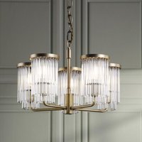 Laura Ashley Hilcote 5 Light Armed Ceiling Pendant Light In Matt Antique Brass and Glass LA3756650-Q