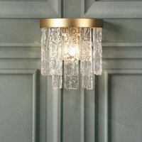 Laura Ashley Durnsford Wall Light In Matt Antique Brass Finish With Textured Glass LA3756715-Q
