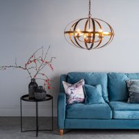 Dar SYM0664 Symbol 6 Light Pendant Ceiling Light in Dappled Copper