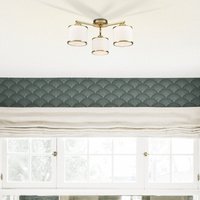 Franklite Sirius 3 Light Flush Ceiling Light In Aged Brass With Off White Shade FL2496-3