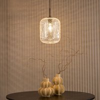 Dar Lighting Tavia Ceiling Pendant Light In Matt Black Finish With Crackle Glass TAV0108