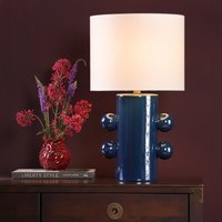 Dar Lighting Tisha Table Lamp In Blue Finish With Ivory Linen Shade TIS4223