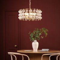 Dar Lighting Yuridia 4 Light Ceiling Pendant In Satin Gold And Ribbed Glass YUR0435