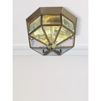 Searchlight 8235AB Flush Ceiling Light In Antique Brass With Bevelled Glass