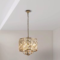 Searchlight Bijou 6585-5AB 5 Light Ceiling Pendant Light In Antique Brass Finish With Crystal Glass