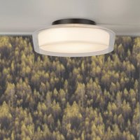 Searchlight Puck Flush Ceiling Light In Black Finish With Clear And Opal Glass Shade